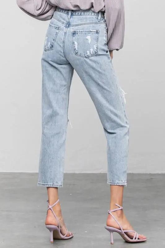 Clothing Denim Lab USA High Rise Ripped Girlfriend Jeans - Premium Quality Product | Fast Shipping & Returns