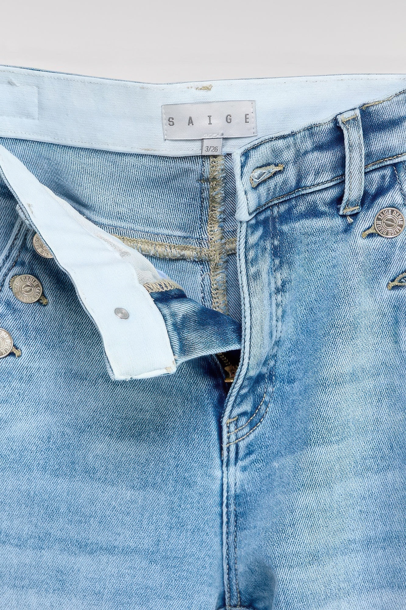 High Rise Straight With Button Pocket