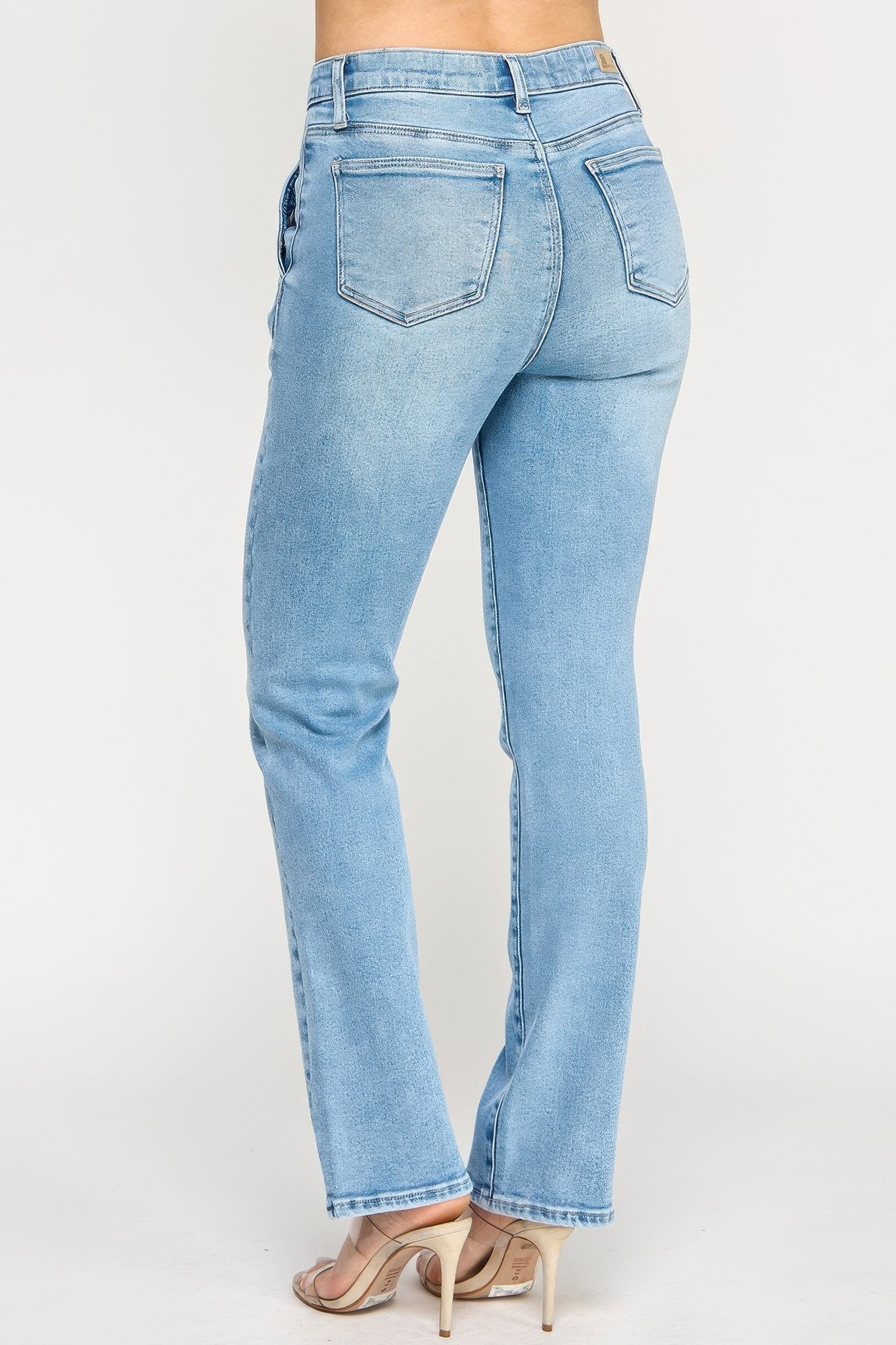 High Rise Straight With Button Pocket