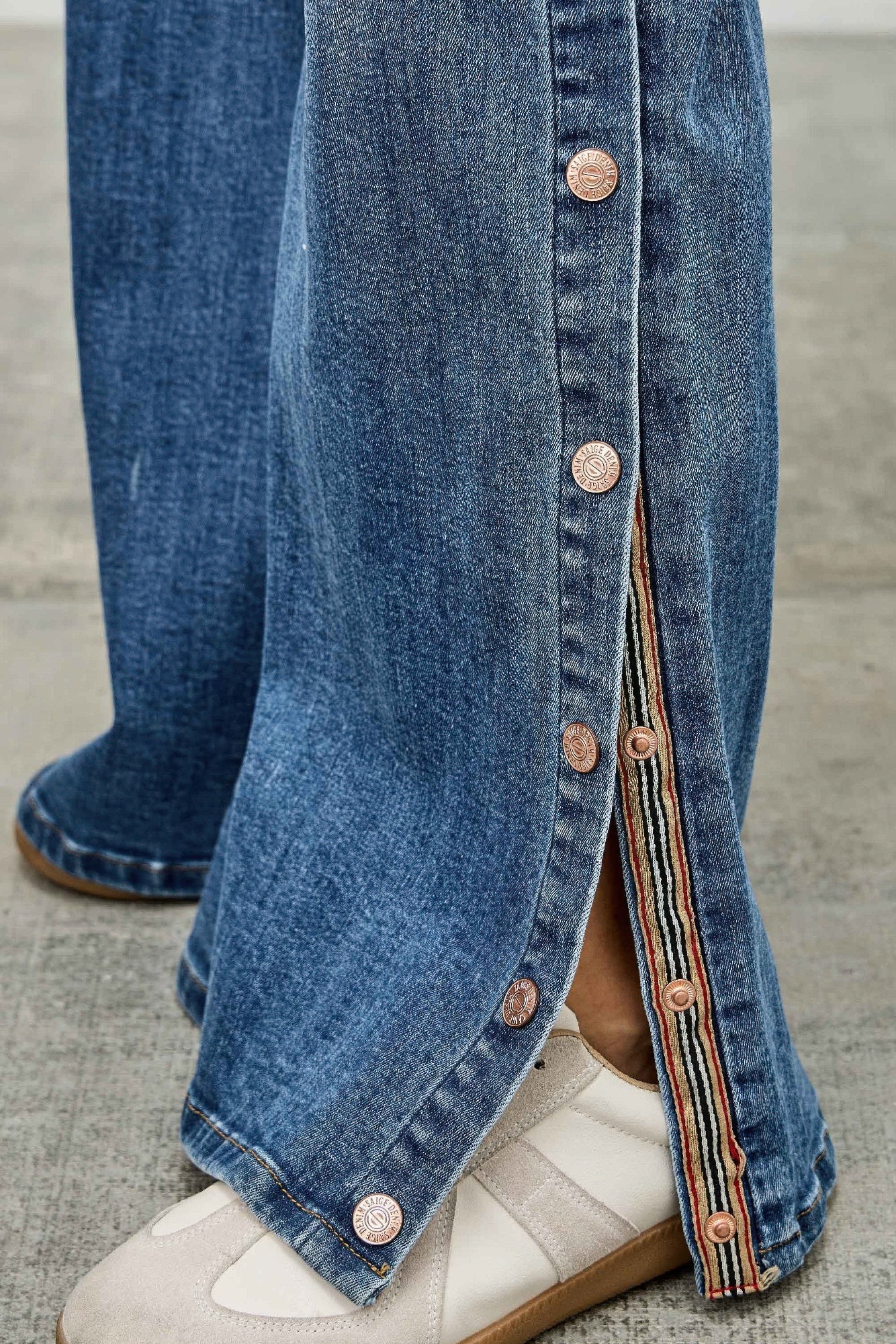 High Rise Wide Leg With Snap Buttons