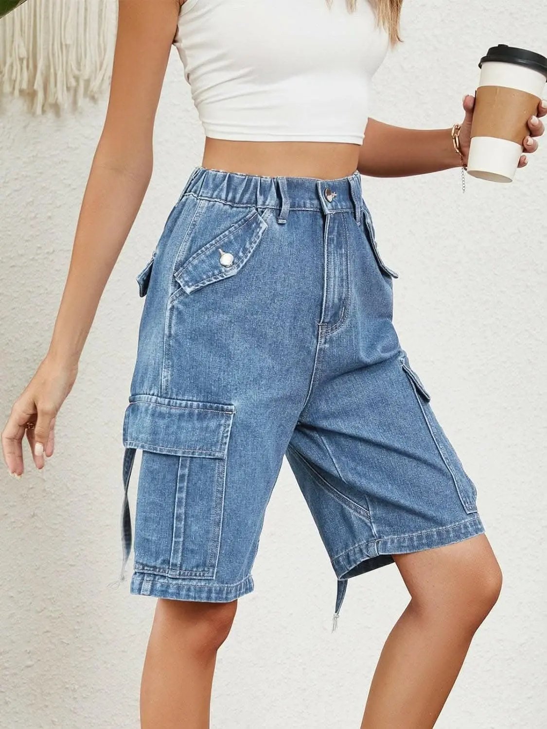 Trendsi Jeans & Denim - Premium Chic high-rise denim shorts