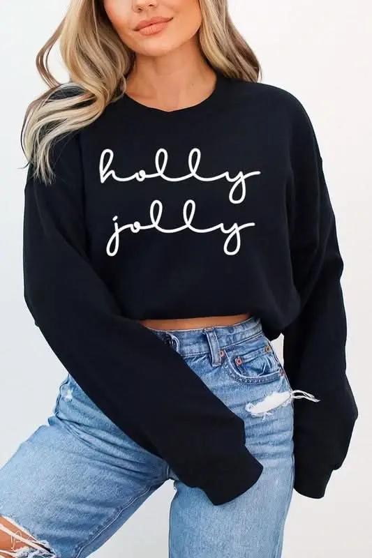 Graphic Fleece Sweatshirt Women's Holiday Pullover Cozy Fit