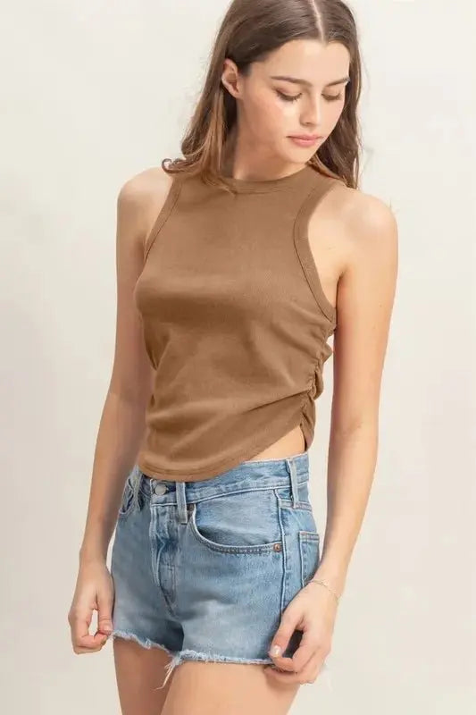 T-Shirts Trendsi Mineral Wash Rib Knit Tank Women's Casual Top: Soft, Trendy