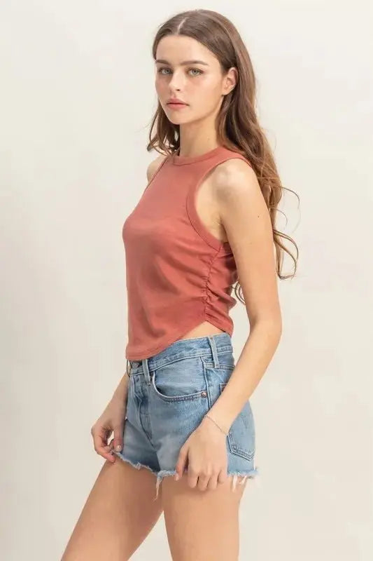 T-Shirts Trendsi Mineral Wash Rib Knit Women's Casual Tank Top - Soft, Trendy