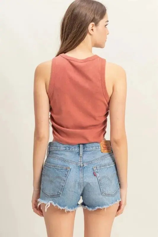 T-Shirts Trendsi Mineral Wash Rib Knit Women's Casual Tank Top - Soft, Trendy