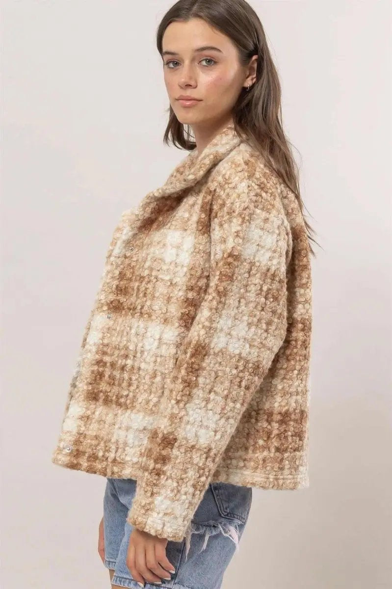 Pants Trendsi Plaid Boucle Jacket Women's Fall Outerwear Cozy & Stylish with Pockets