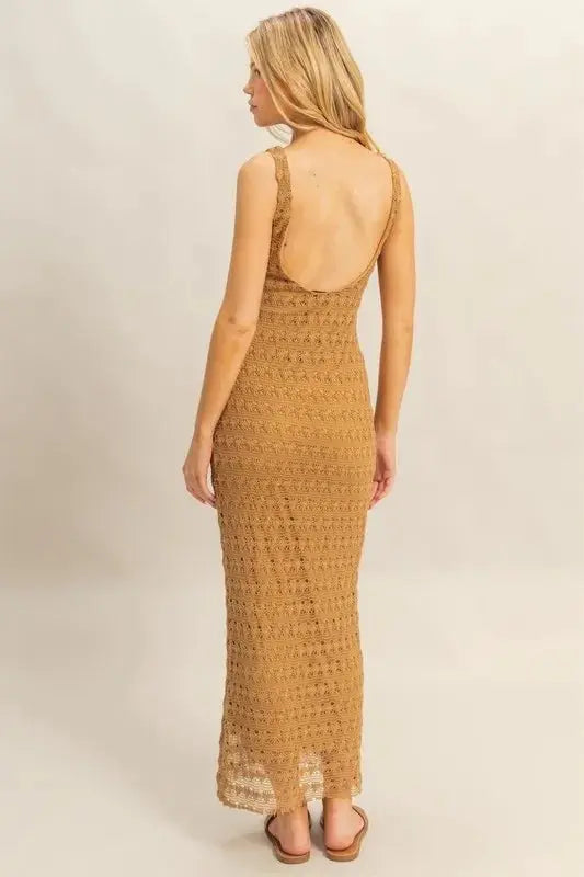 Crochet Maxi Dress by Trendsi - Open Back Sleeveless