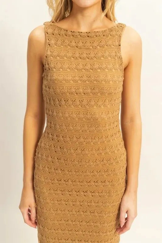 Crochet Maxi Dress by Trendsi - Open Back Sleeveless