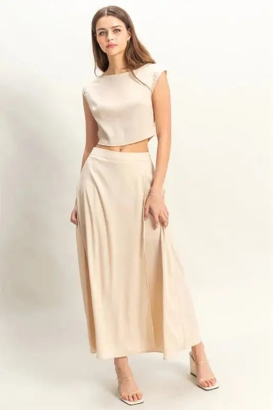 Women's Skirt Set Sleeveless Maxi Skirt Set - Comfortable - Two Piece Outfit
