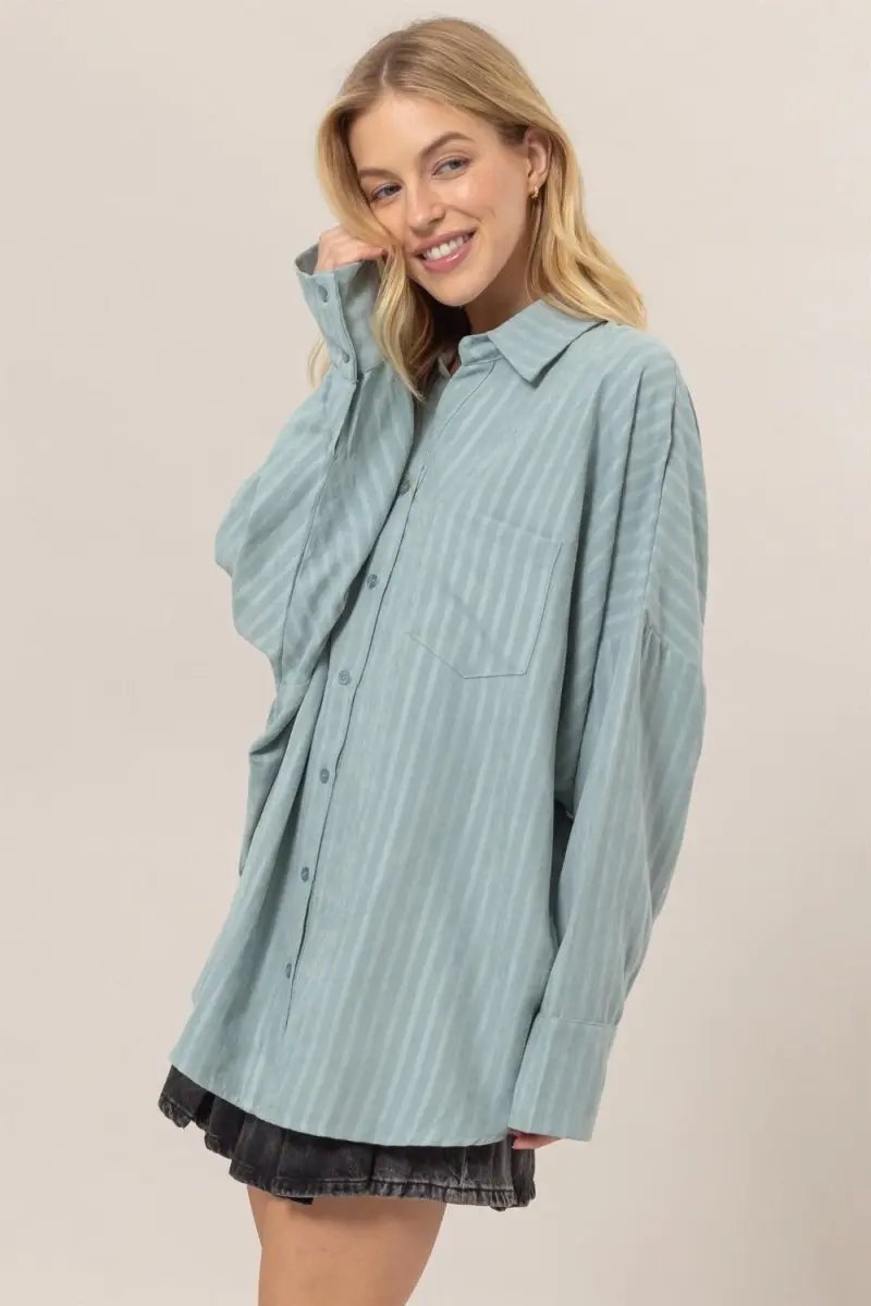 Accessories Trendsi Stripe Oversized Shirt Women's Casual Button Down Top - Comfy Fit