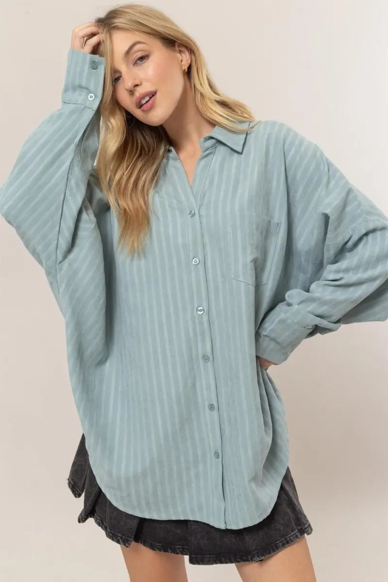 Accessories Trendsi Stripe Oversized Shirt Women's Casual Button Down Top - Comfy Fit