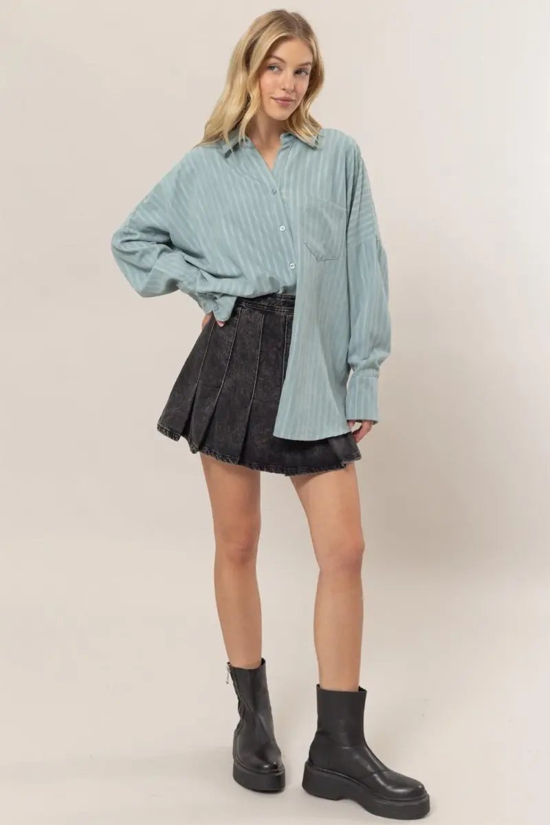 Accessories Trendsi Stripe Oversized Shirt Women's Casual Button Down Top - Comfy Fit