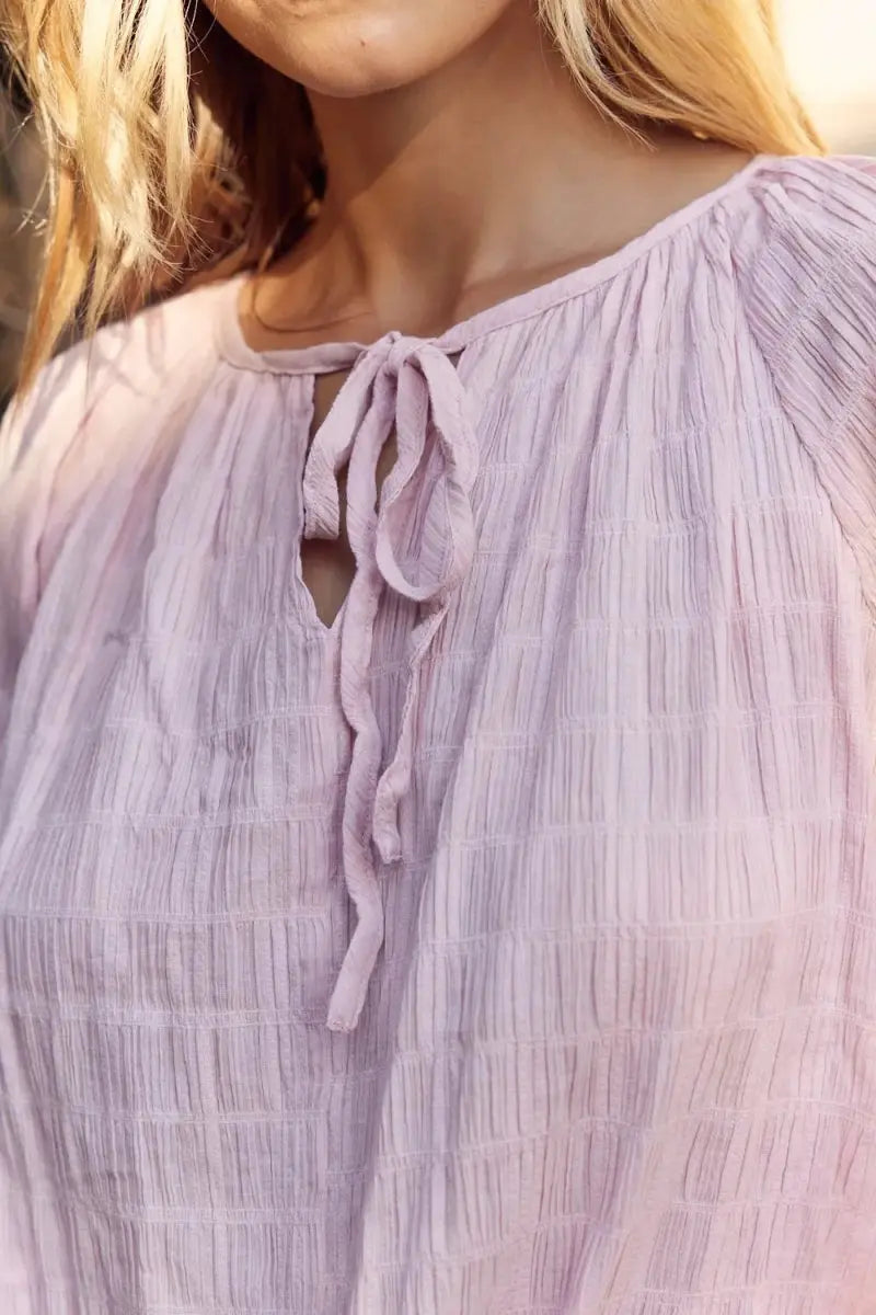 Pants Trendsi Textured Tie Neck Blouse Women's Elegant Style Shirt - Chic & Versatile