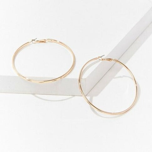 Etched Hoop Earrings / Gold Color 2.5"