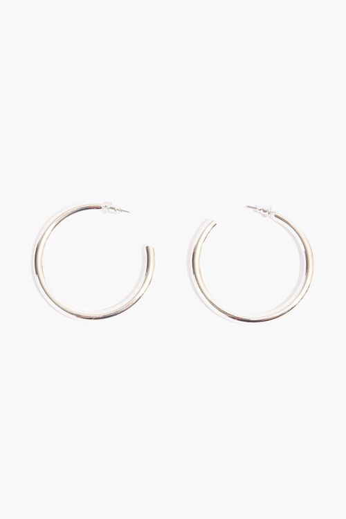Tube Hoop Earring Silver Color 1.75"