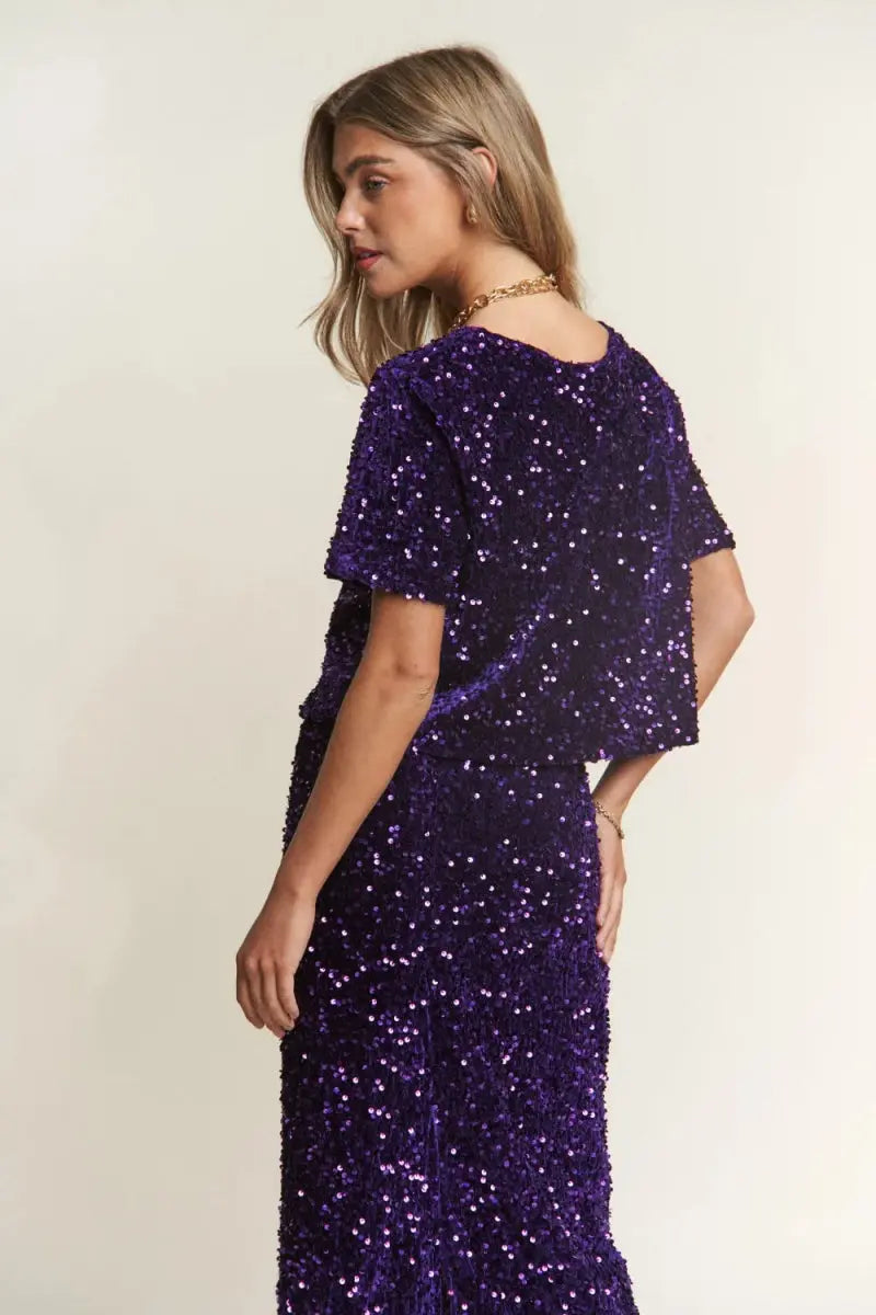 T-Shirts Trendsi Sequin Crop Top Women's Party Tee - Sparkly & Stylish T-Shirt