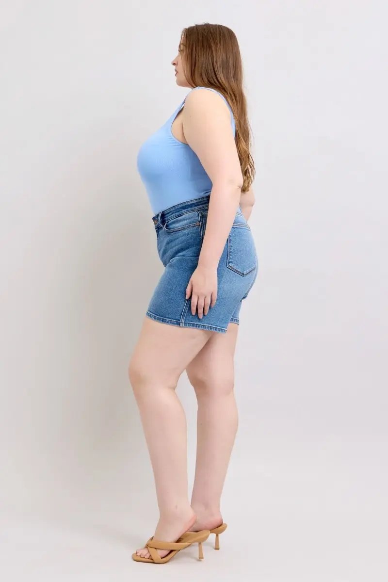 Trendsi Judy Blue Denim Shorts Women's Casual Plus Size Shorts with Pockets