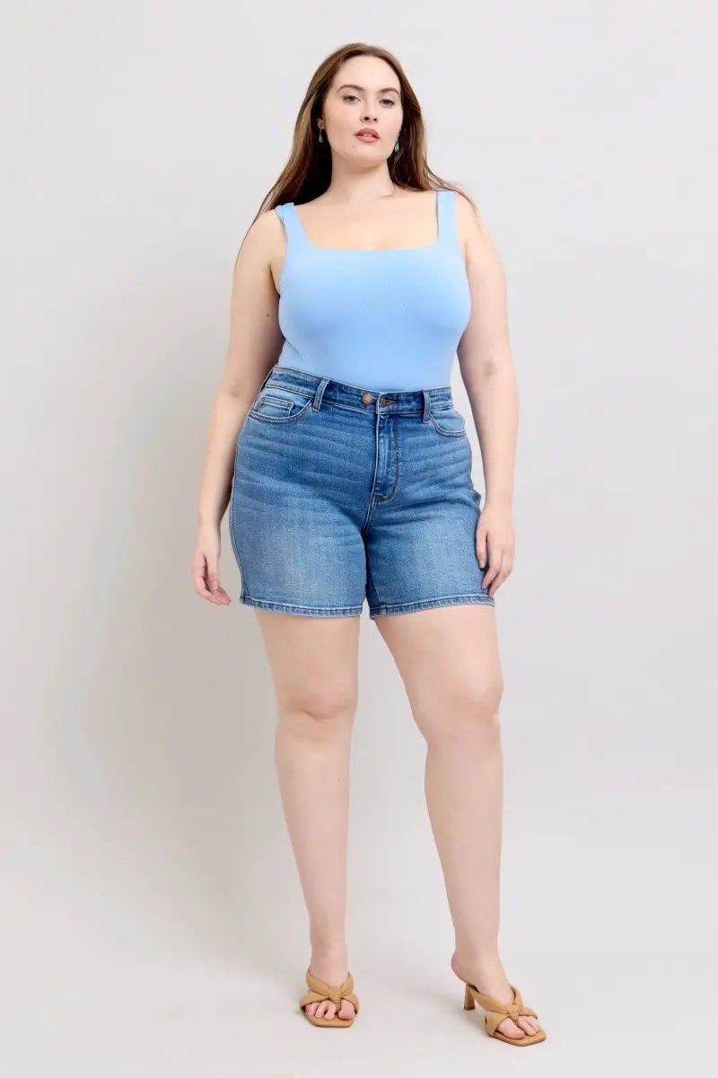Trendsi Judy Blue Denim Shorts Women's Casual Plus Size Shorts with Pockets