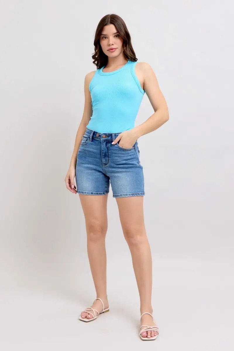 Trendsi Judy Blue Denim Shorts Women's Casual Plus Size Shorts with Pockets