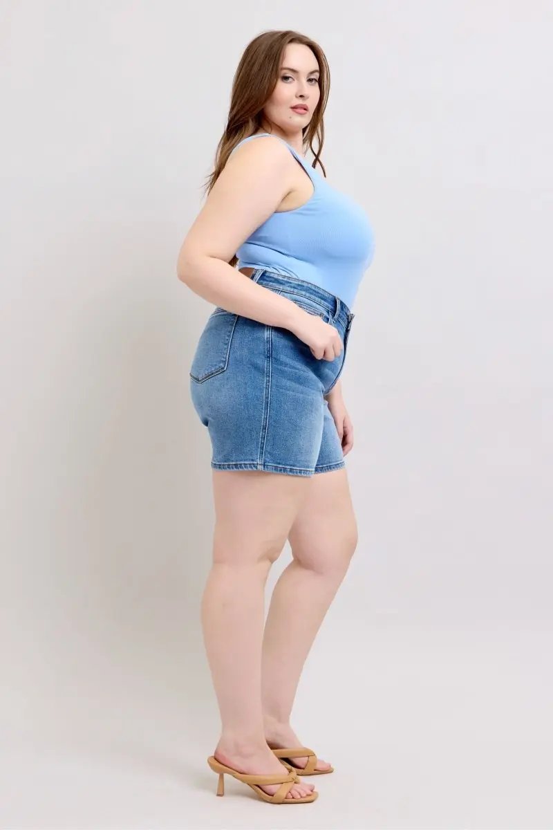 Trendsi Judy Blue Denim Shorts Women's Casual Plus Size Shorts with Pockets