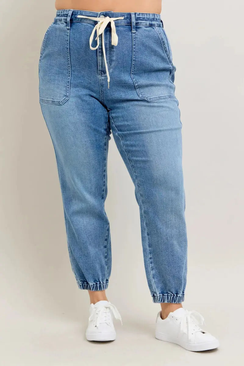 Pants Trendsi Judy Blue Denim Joggers Plus Size Women's Fashion Jeans - High Waist, Comfy