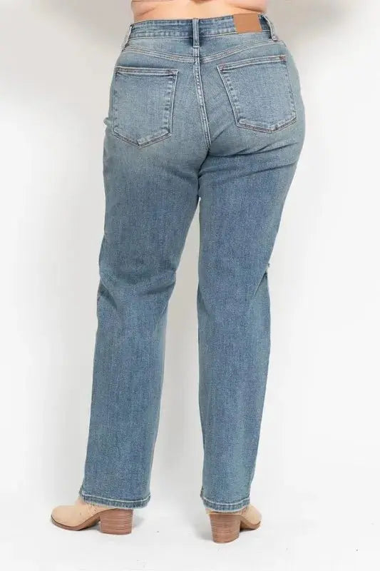 Shoes Trendsi Judy Blue High Waist Distressed Jeans Women's Plus Size Dad Jean - Comfy Fit