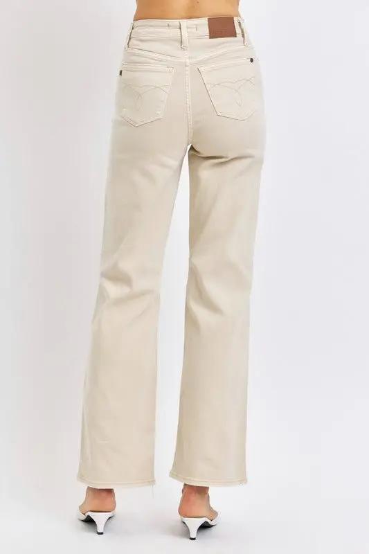 T-Shirts Trendsi Judy Blue Jeans + Women's High Waist Distressed Wide Leg + Everyday Wear + Jeans + Premium Denim
