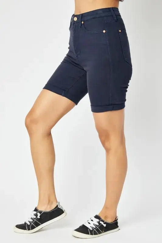 Trendsi Judy Blue Denim Shorts Women's High Waist Bermuda Shorts Tummy Control