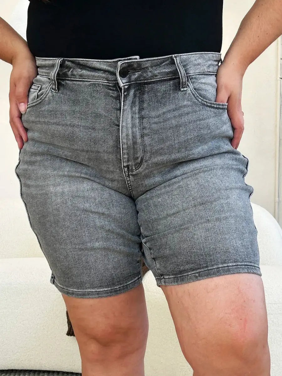 Trendsi Grey Denim Shorts High Waist