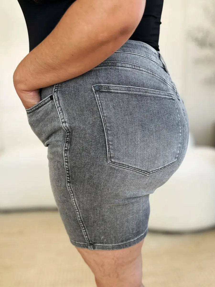 Trendsi Grey Denim Shorts High Waist