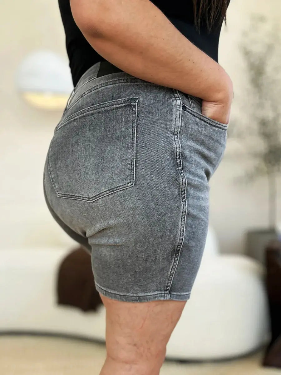 Trendsi Grey Denim Shorts High Waist