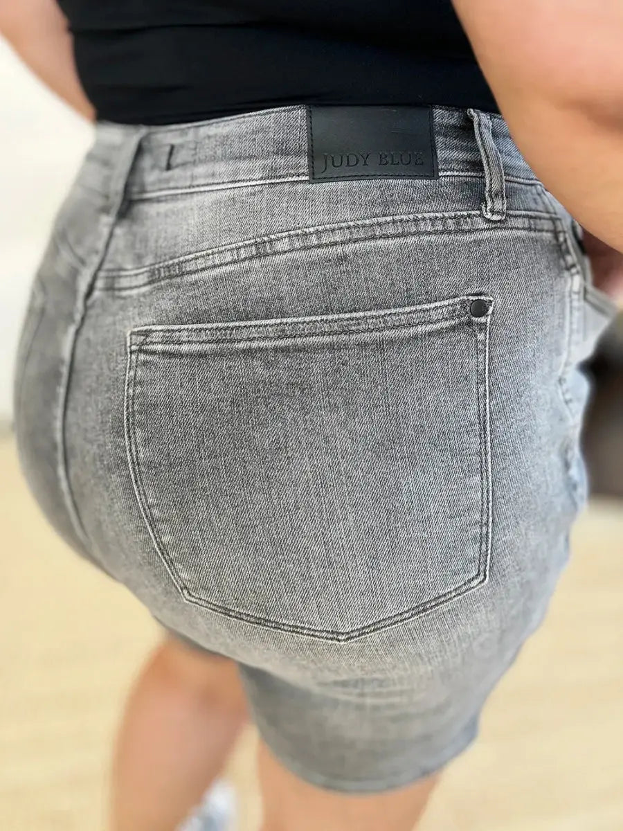 Trendsi Grey Denim Shorts High Waist