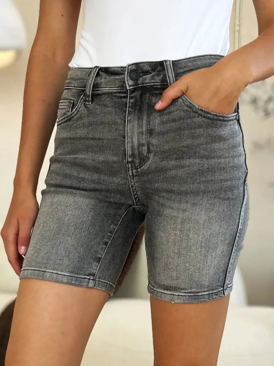 Trendsi Grey Denim Shorts High Waist
