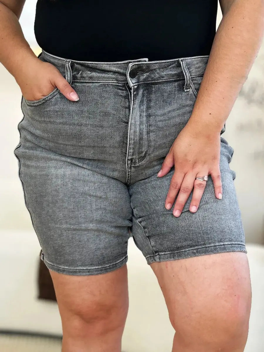 Trendsi Grey Denim Shorts High Waist