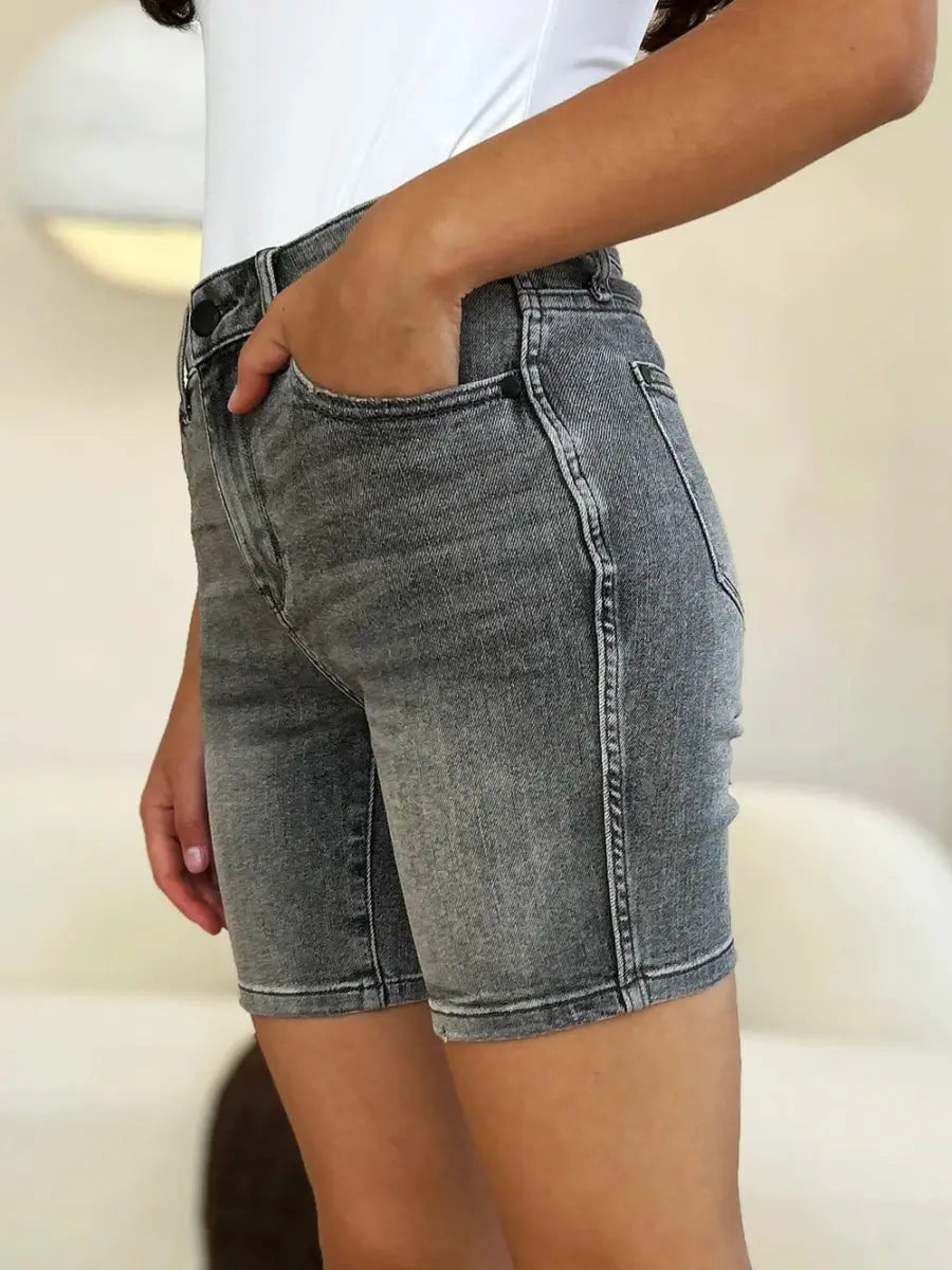 Trendsi Grey Denim Shorts High Waist