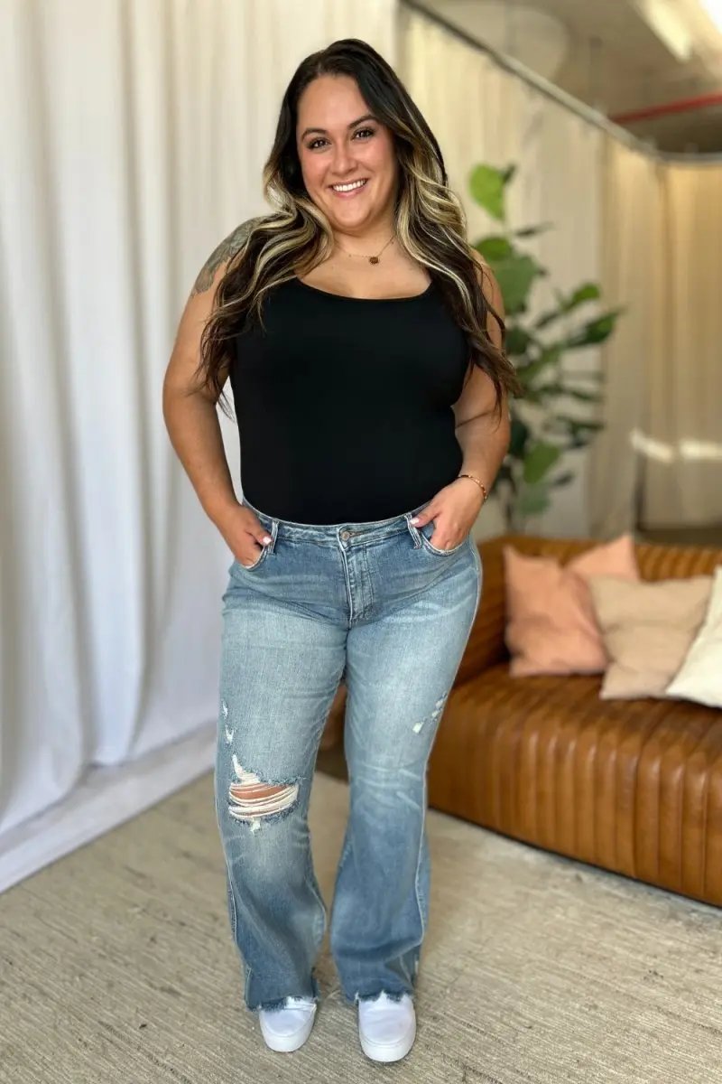 Judy Blue Flare Jeans Women's Medium Rise Tummy Control — Everyday Wear