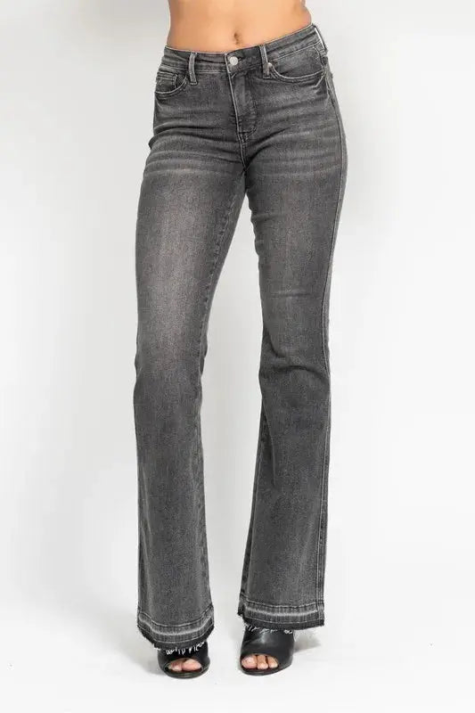 Accessories Trendsi Judy Blue Gray Flare Jeans Women's Plus Size Tummy Control Denim