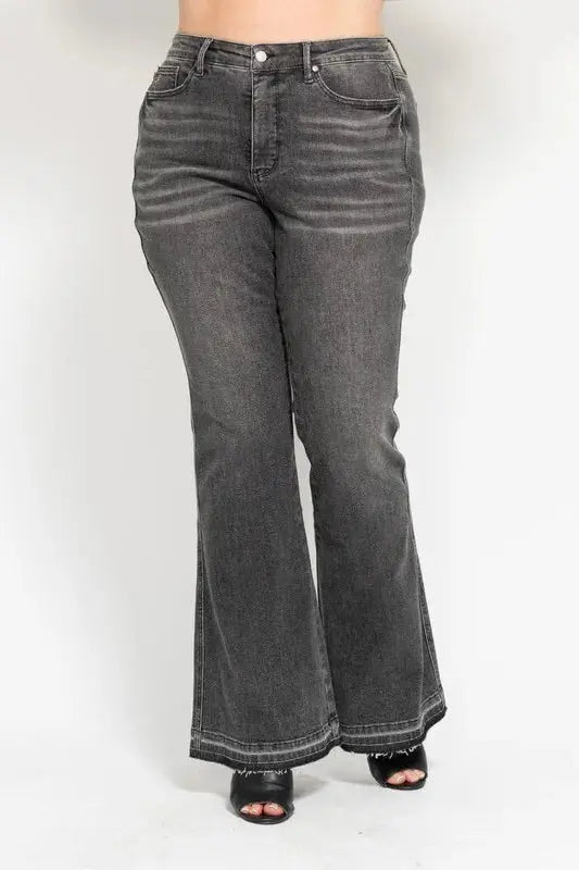 Accessories Trendsi Judy Blue Gray Flare Jeans Women's Plus Size Tummy Control Denim