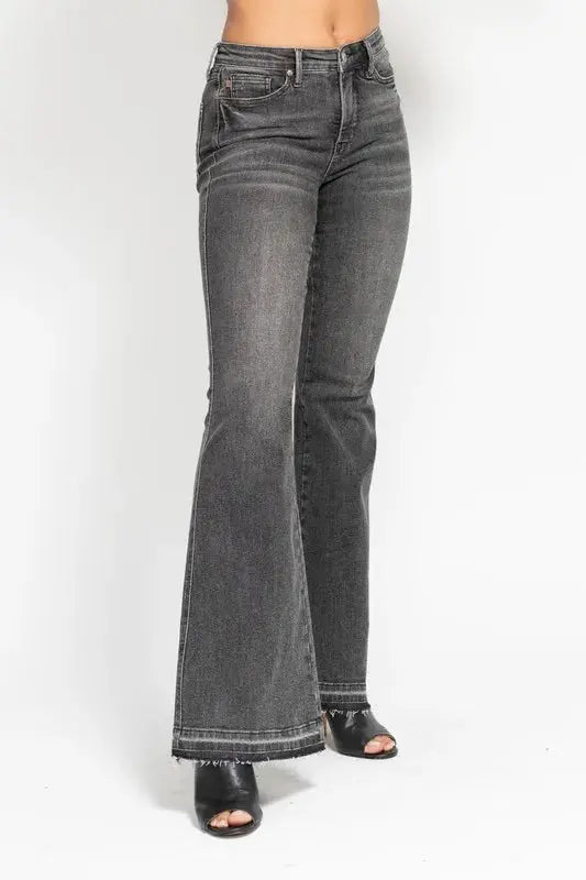 Accessories Trendsi Judy Blue Gray Flare Jeans Women's Plus Size Tummy Control Denim