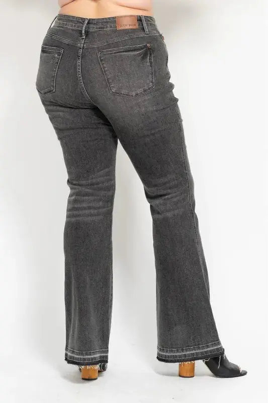 Accessories Trendsi Judy Blue Gray Flare Jeans Women's Plus Size Tummy Control Denim