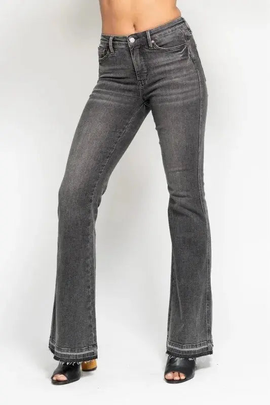 Accessories Trendsi Judy Blue Gray Flare Jeans Women's Plus Size Tummy Control Denim