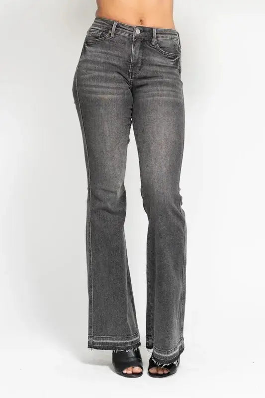 Accessories Trendsi Judy Blue Gray Flare Jeans Women's Plus Size Tummy Control Denim