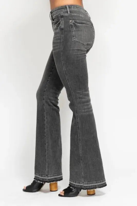 Accessories Trendsi Judy Blue Gray Flare Jeans Women's Plus Size Tummy Control Denim