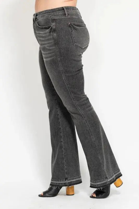 Accessories Trendsi Judy Blue Gray Flare Jeans Women's Plus Size Tummy Control Denim