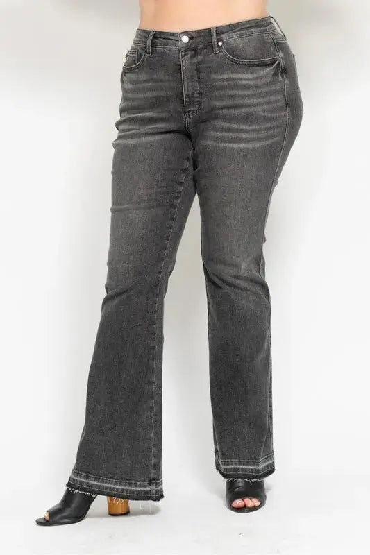 Accessories Trendsi Judy Blue Gray Flare Jeans Women's Plus Size Tummy Control Denim