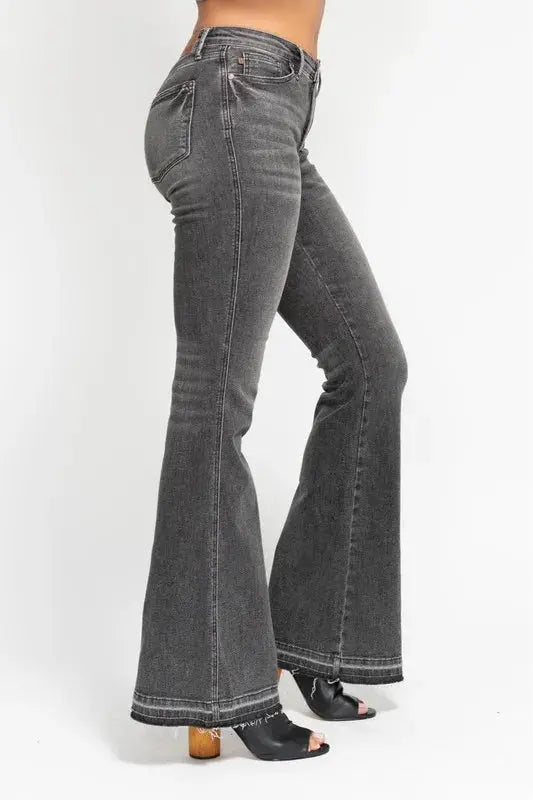 Accessories Trendsi Judy Blue Gray Flare Jeans Women's Plus Size Tummy Control Denim