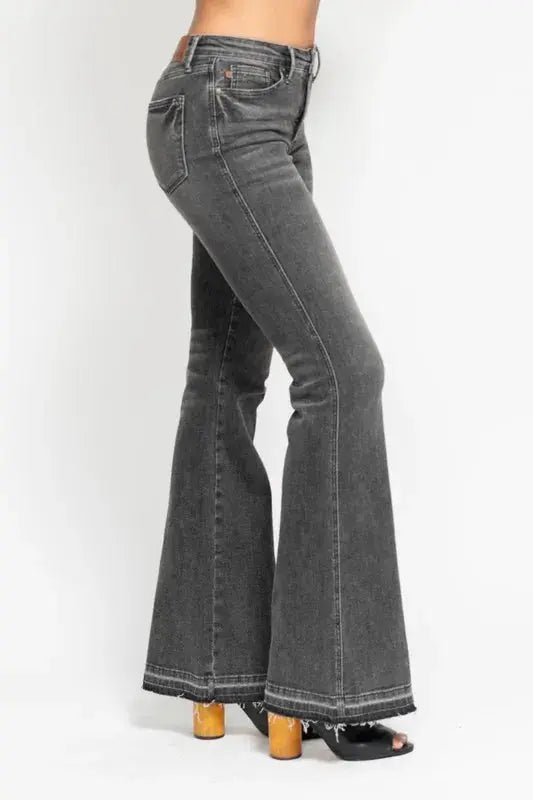 Accessories Trendsi Judy Blue Gray Flare Jeans Women's Plus Size Tummy Control Denim