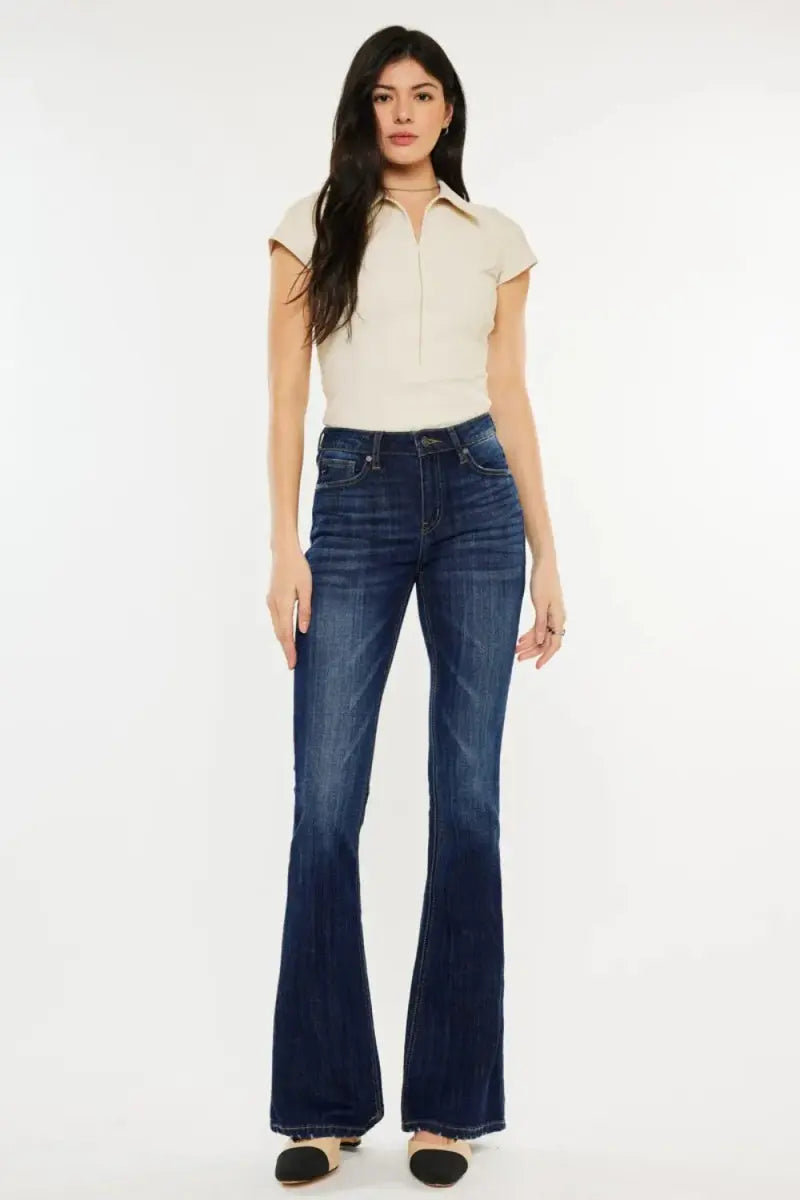 Trendsi Women's Jeans - Mid Rise Slim Flare Denim