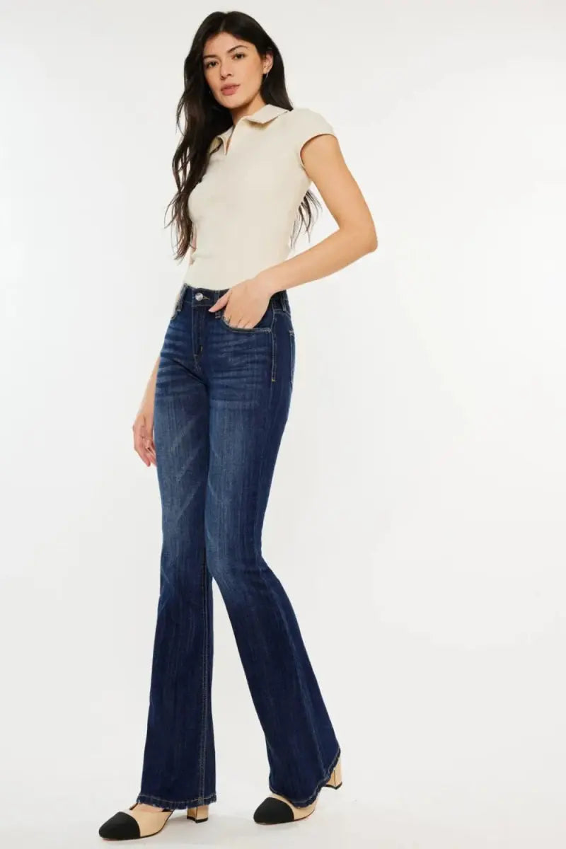 Trendsi Women's Jeans - Mid Rise Slim Flare Denim