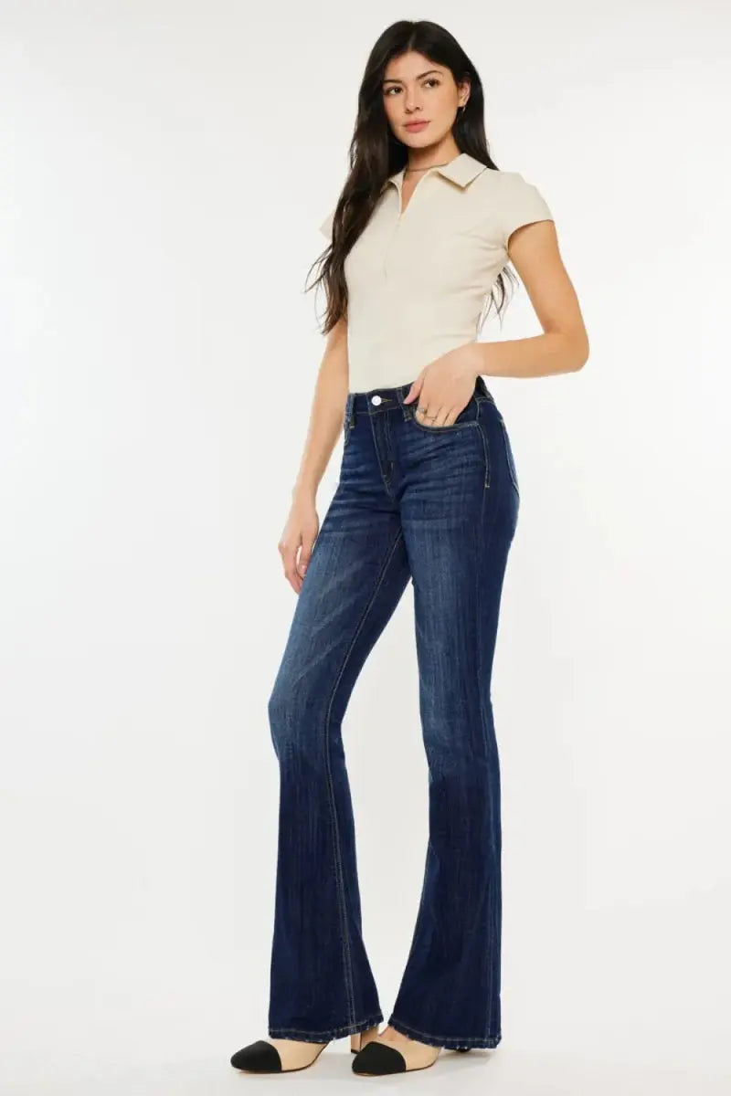 Trendsi Women's Jeans - Mid Rise Slim Flare Denim
